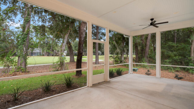Residential screened porch designed for relaxing outdoors while protected from insects.