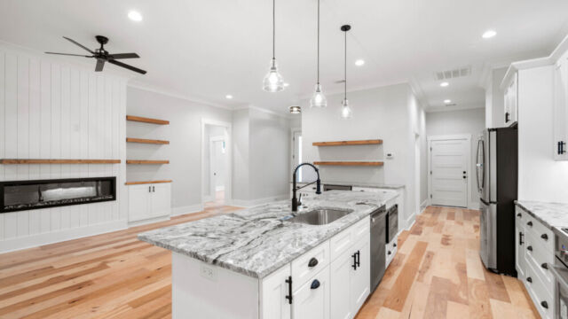 Interior of a home with contemporary design, ample lighting, and comfortable layout.