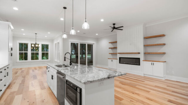 Interior of a home with contemporary design, ample lighting, and comfortable layout.