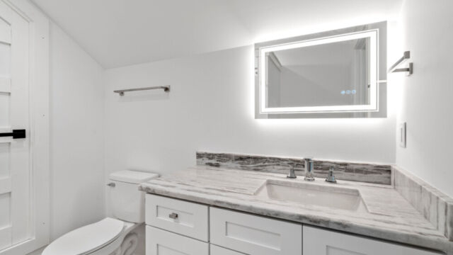 Contemporary bathroom interior with minimalist style.