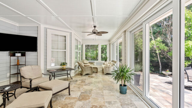 Sunroom with expansive doors
